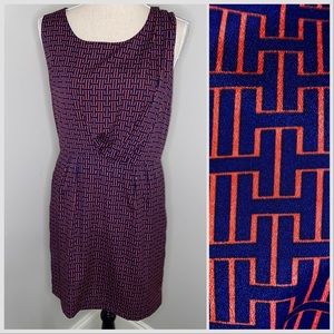 Collective Concepts navy blue & orange geometric sheath sleeveless dress Large